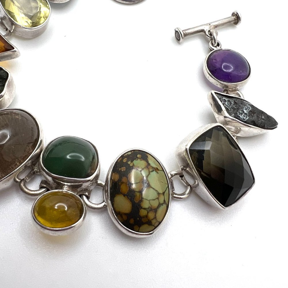 925 Chunky Gemstone Toggle Bracelet - image 5
